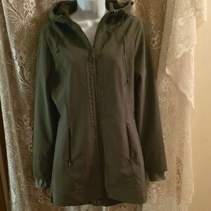 Mondetta Women's Size M Olive Green Utility Hooded Lined Soft Shell Jacket